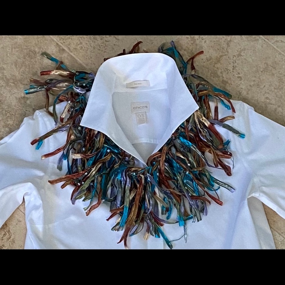 Necklace - multi colored silk ribbon necklace